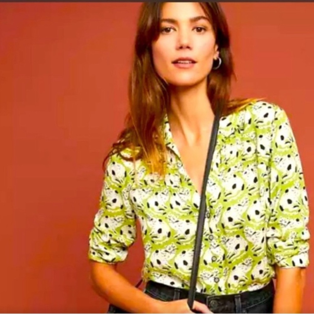 Anthropologie Maeve Pintuck Cat Colloquial Top